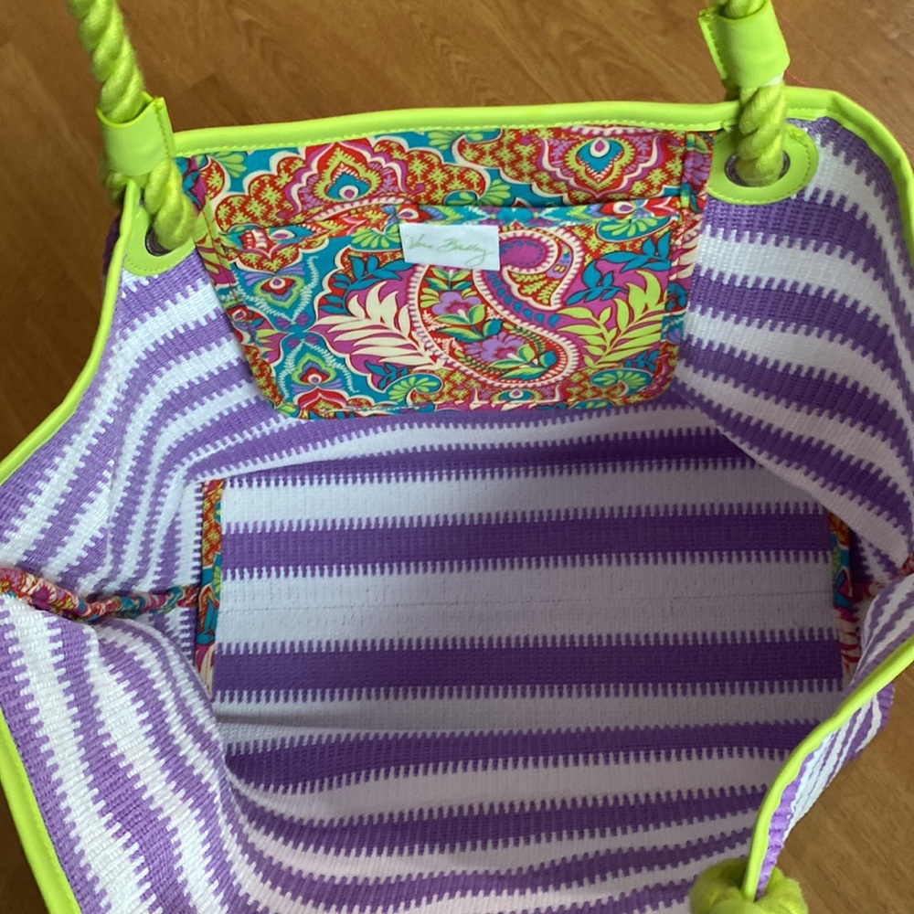 Vera Bradley Striped Tote Lilac Stripe 15953-640 - Picture 6 of 12
